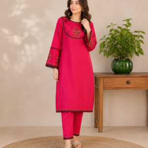 Batik Ada Magenta Purple Embroidered Pima Lawn 2-Piece Suit