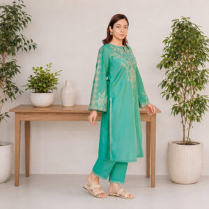 Batik Versak Sea Green Embroidered Pima Lawn 2-Piece Suit