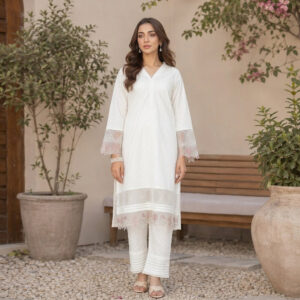 Edenrobe Off-White Embroidered Lawn 2-Piece Unstitched Suit – EWU5V1-31440ST